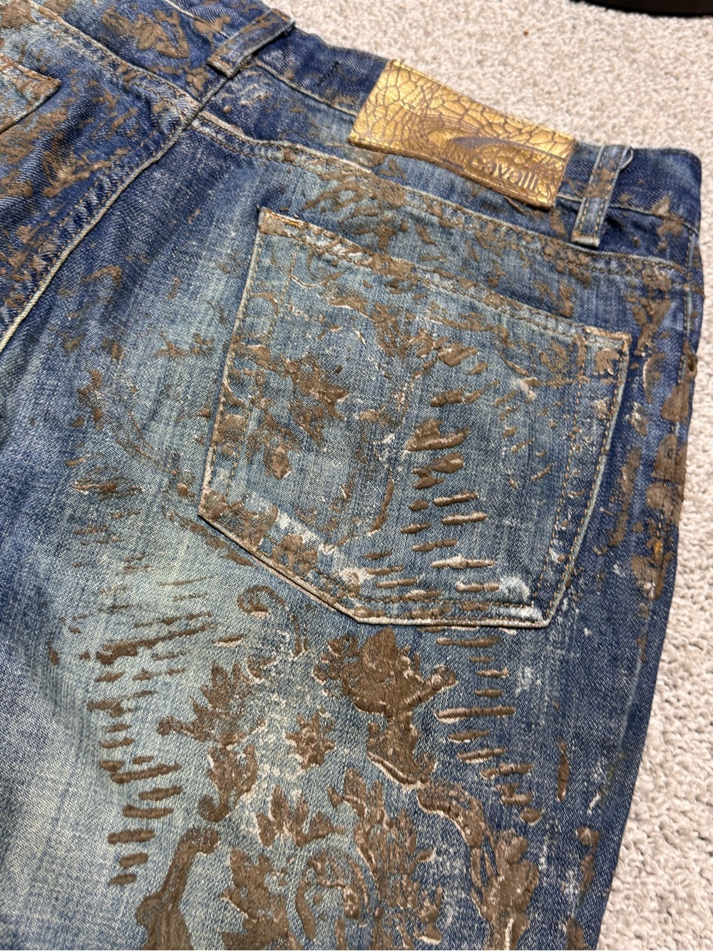Just Cavalli vintage gold Embellished Women's Jeans size 32/40 - Picture 7 of 9